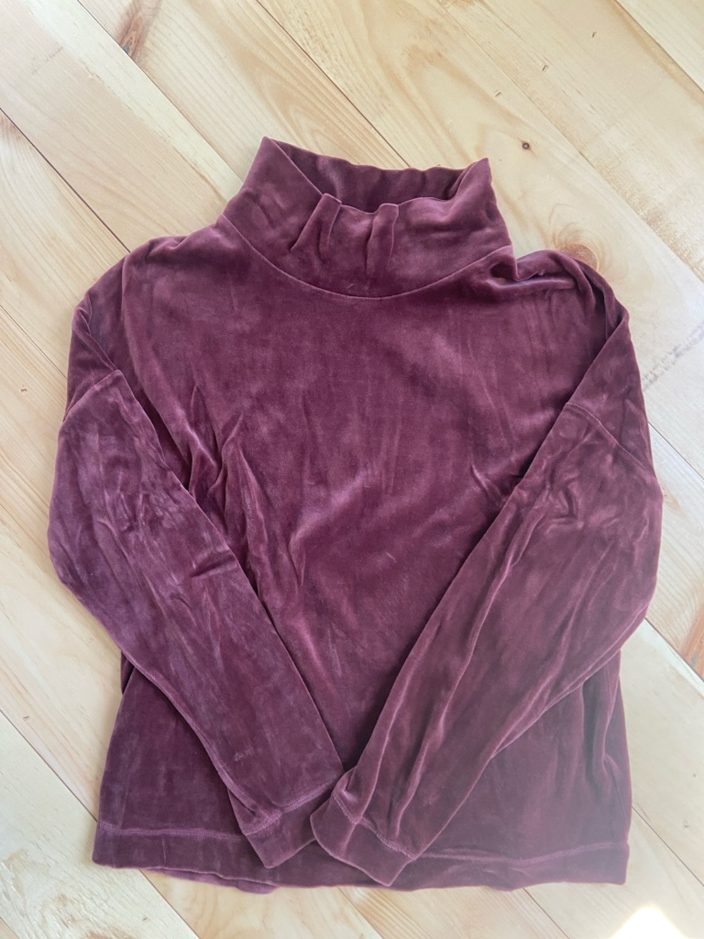 COS Plum Velvet Turtleneck Top